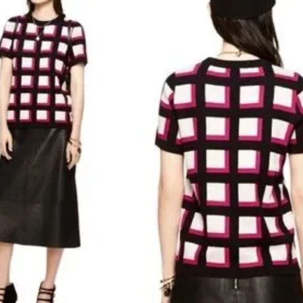 Kate Spade Black and Pink Geometric Short Sleeve Tee